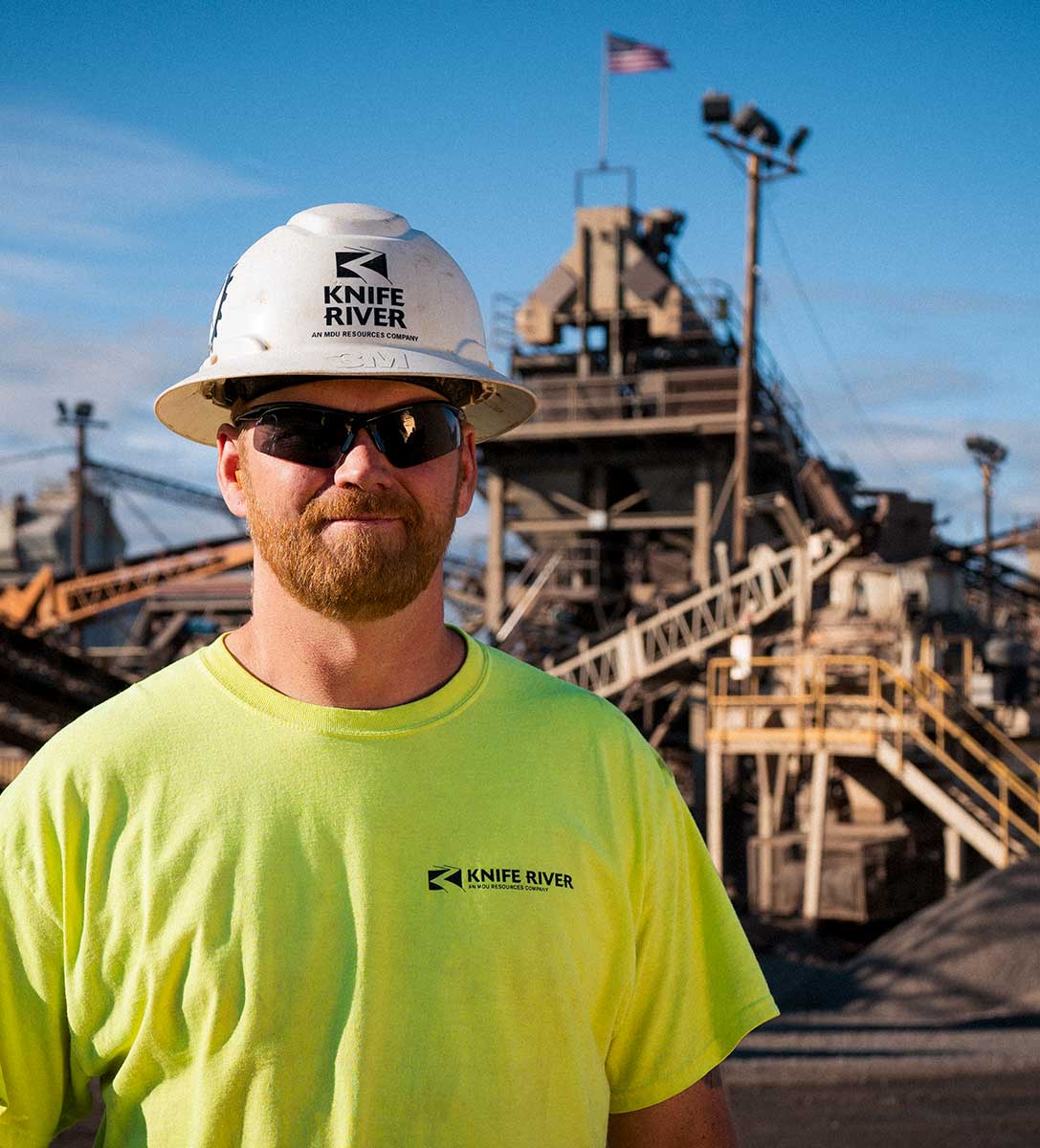 Employee at aggregate plant