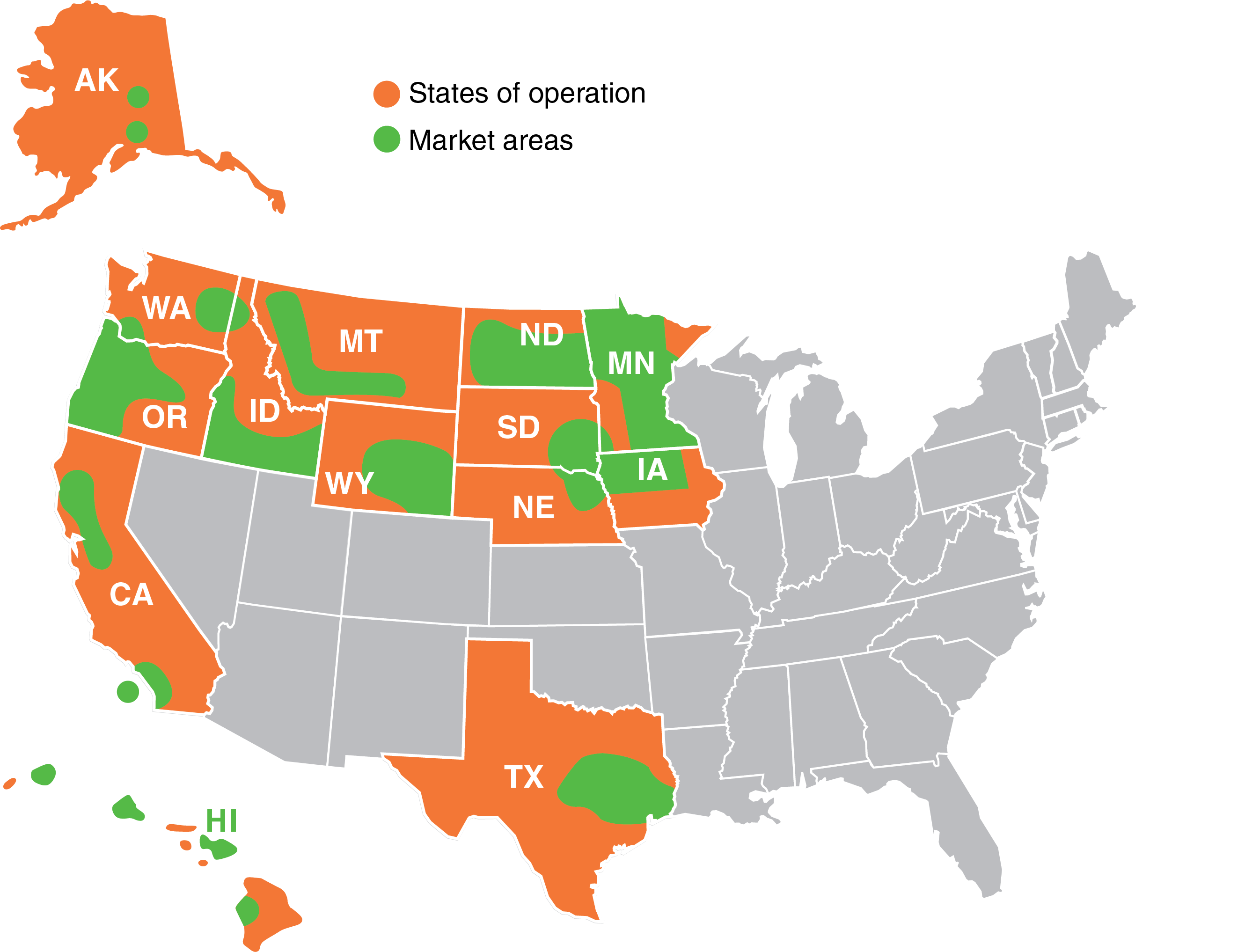 US map of construction materials operations