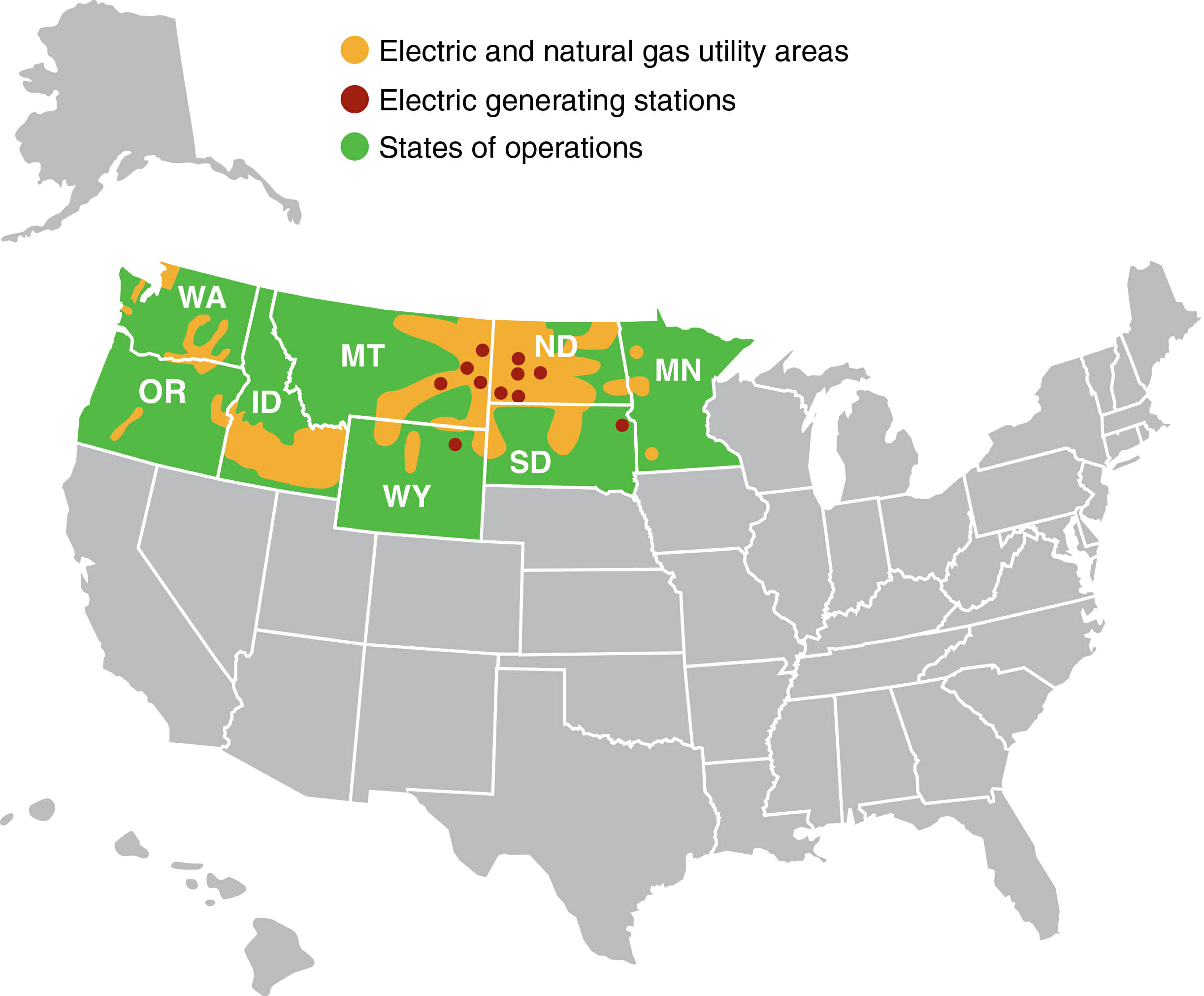 US map of utility operations
