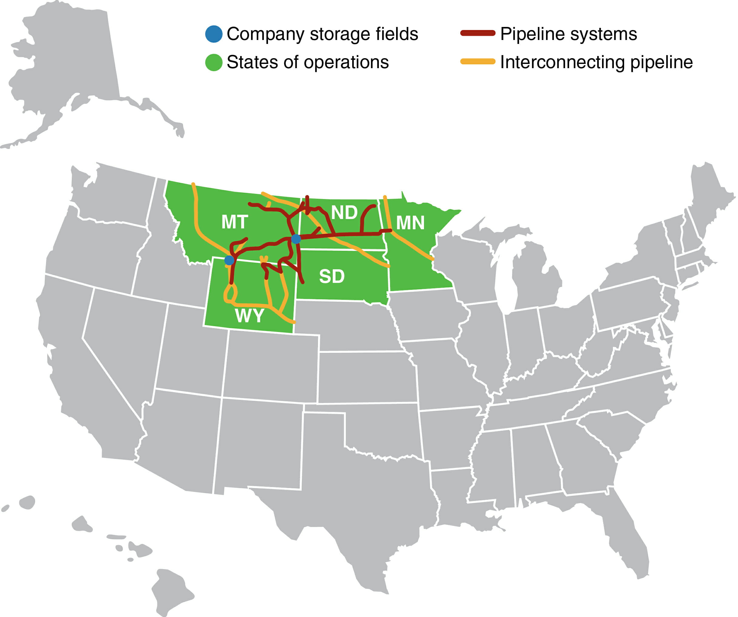 US map of pipeline operations